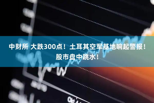 中财所 大跌300点！土耳其空军基地响起警报！股市盘中跳水！