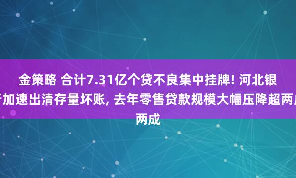 金策略 合计7.31亿个贷不良集中挂牌! 河北银行加速出清存量坏账, 去年零售贷款规模大幅压降超两成